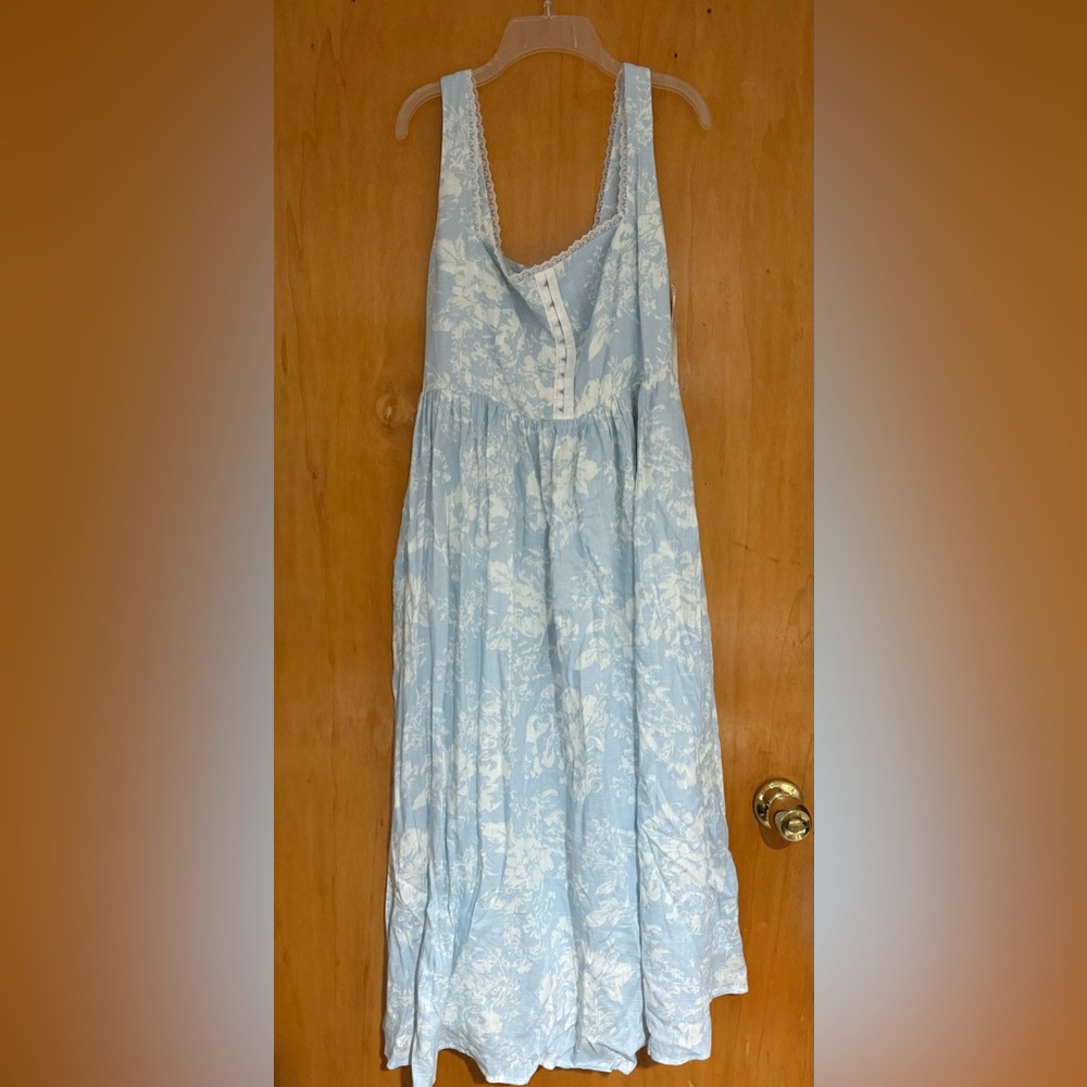 O.P.T Effie Linen Blend Dress in Blue Floral!